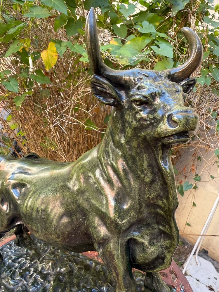 Rosa Bonheur, Toro in bronzo con patina verde sfumata, XIX secolo