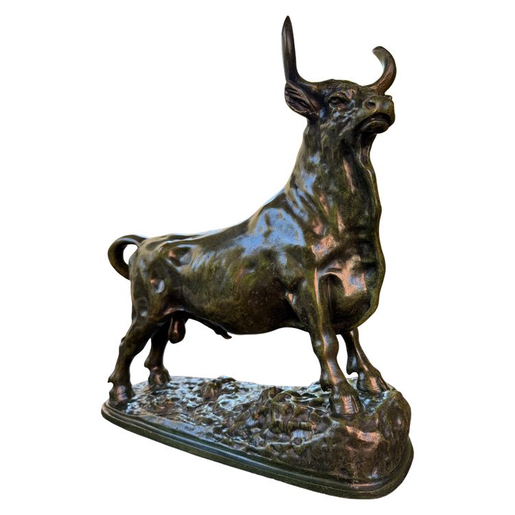 Rosa Bonheur, Toro in bronzo con patina verde sfumata, XIX secolo