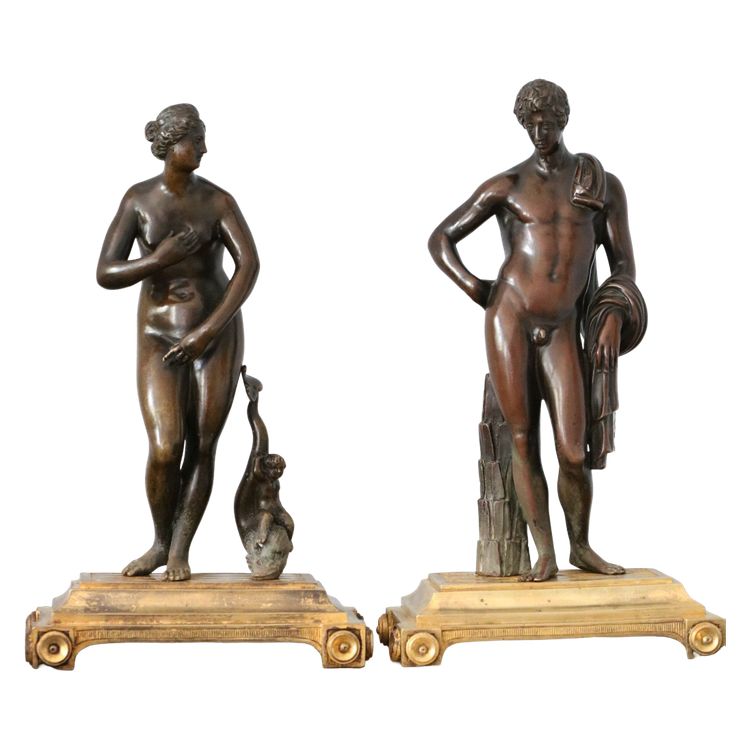 Paire de sculptures en bronze