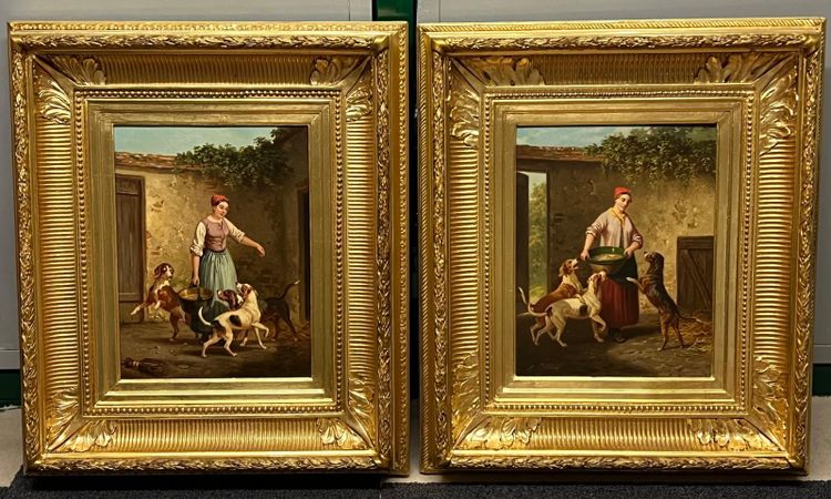Paar Ölgemälde auf Leinwand, Alfred SAINTE MARIE (tätig von 1853 bis 1870)
