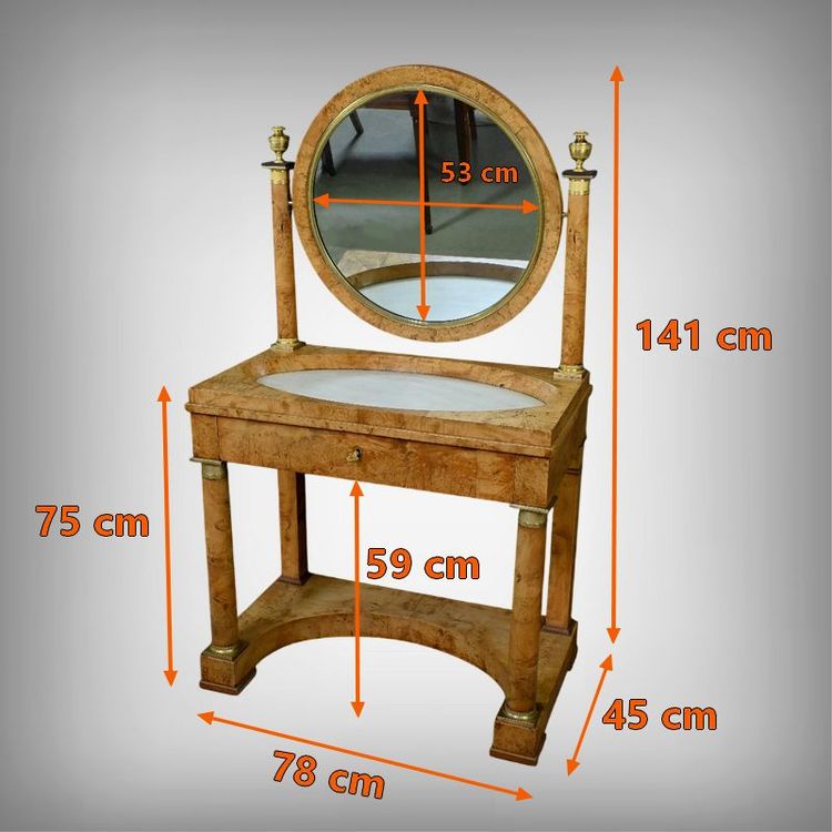 Coiffeuse en placage de Loupe d’Orme, époque Empire – Début XIXe