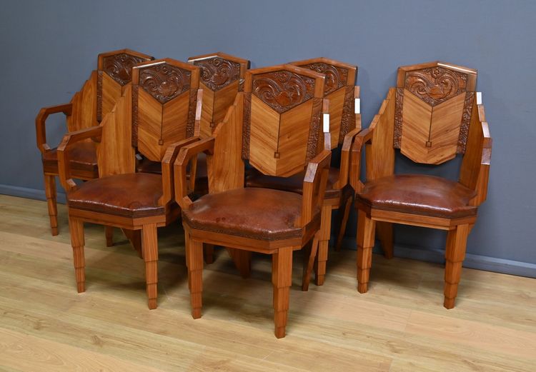 Set di 6 poltrone in palissandro, Art Déco – 1910