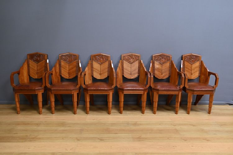 Set di 6 poltrone in palissandro, Art Déco – 1910