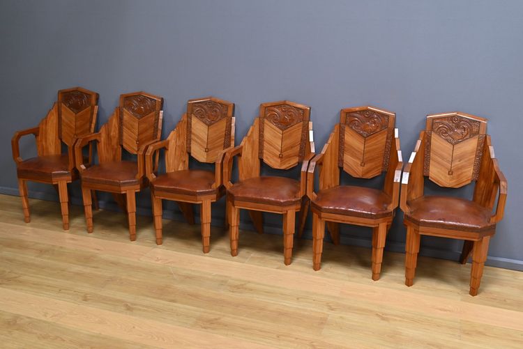 Set di 6 poltrone in palissandro, Art Déco – 1910