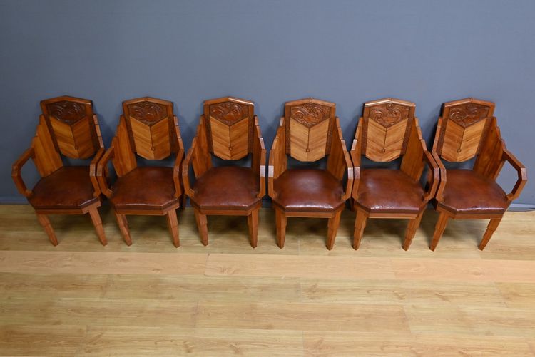 Set di 6 poltrone in palissandro, Art Déco – 1910