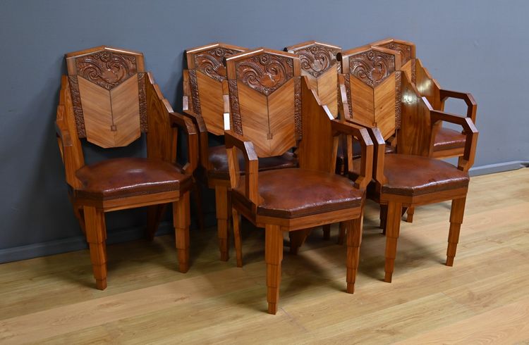 Set di 6 poltrone in palissandro, Art Déco – 1910