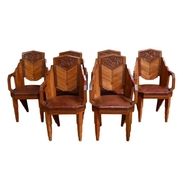 Set di 6 poltrone in palissandro, Art Déco – 1910