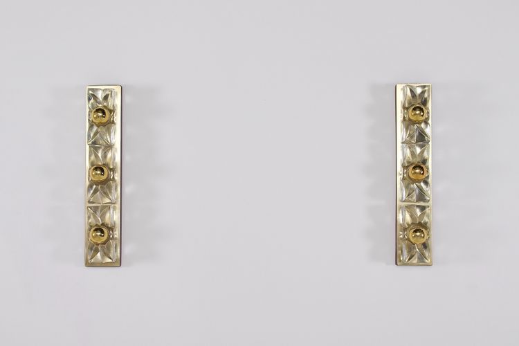 Pair of Hollywood Regency Brass Sconces