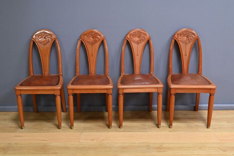Set of 4 stained beech chairs, Art Deco – 1910