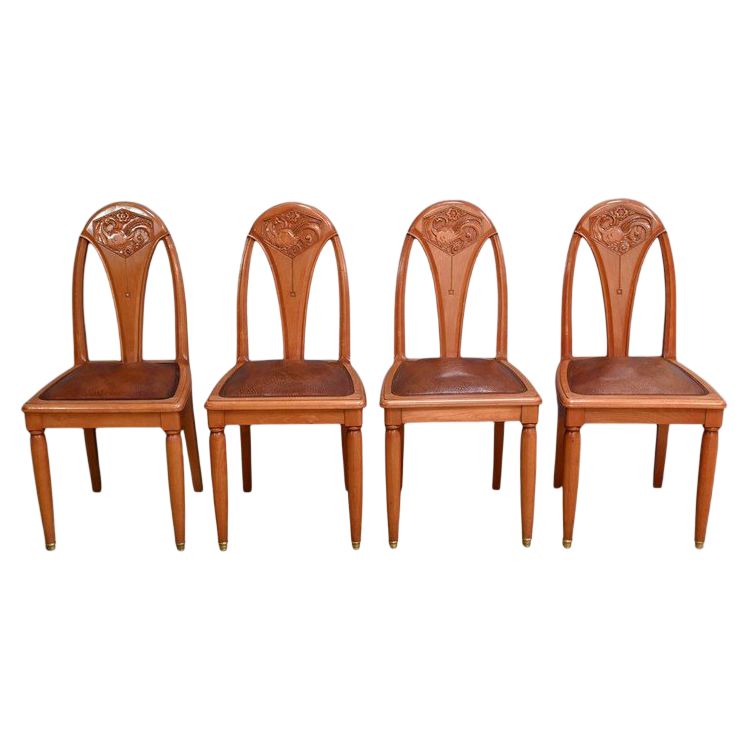 Set of 4 stained beech chairs, Art Deco – 1910