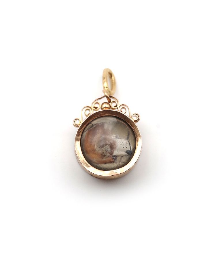 Pendentif boussole et cristal d'Essexchien en or 18k, pendentif ancien, bijou marin, bijou ancien 