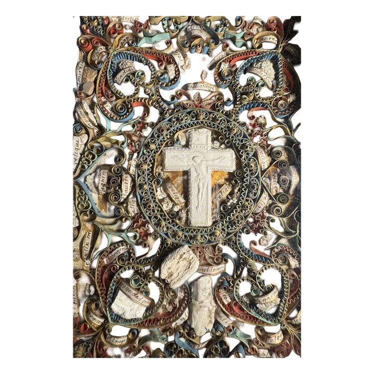 Paperolles Reliquary to the Glory of the Jesuits - late 19th / early 20th century