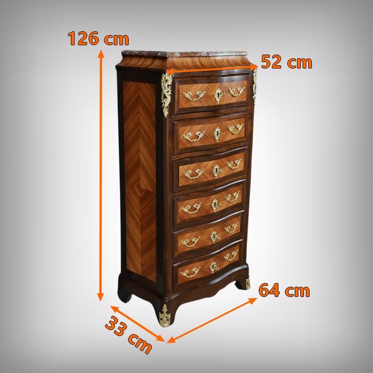 Cassettone in palissandro e intarsi in palissandro in stile Luigi XV – seconda metà del XIX secolo