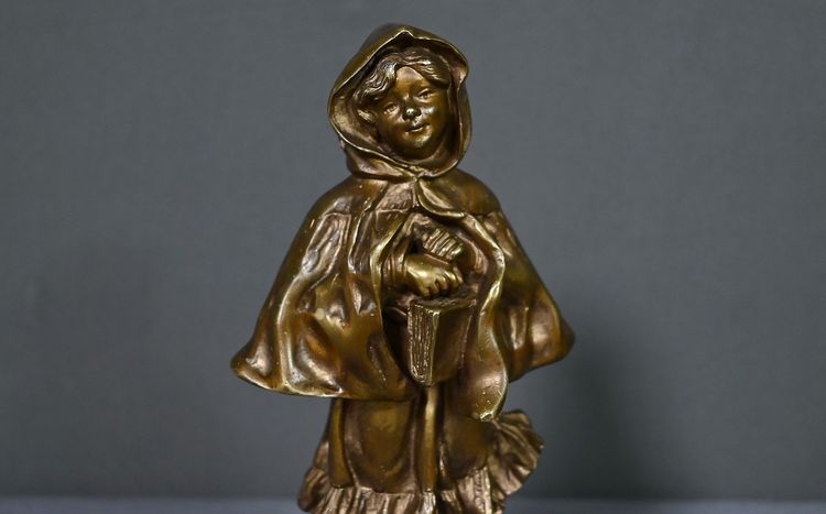Bronzo “La scolaretta”, firmato Tremo – Inizio XX secolo