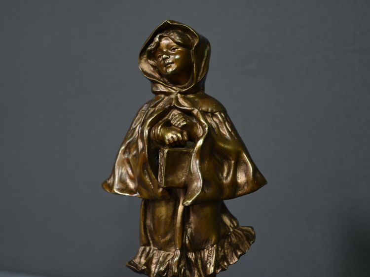 Bronzo “La scolaretta”, firmato Tremo – Inizio XX secolo