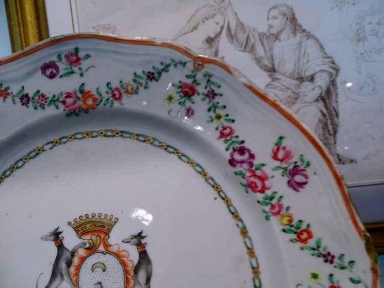 Plate of the East India Company, Coat of Arms of the Aguado de la Marisma Family, Pink China