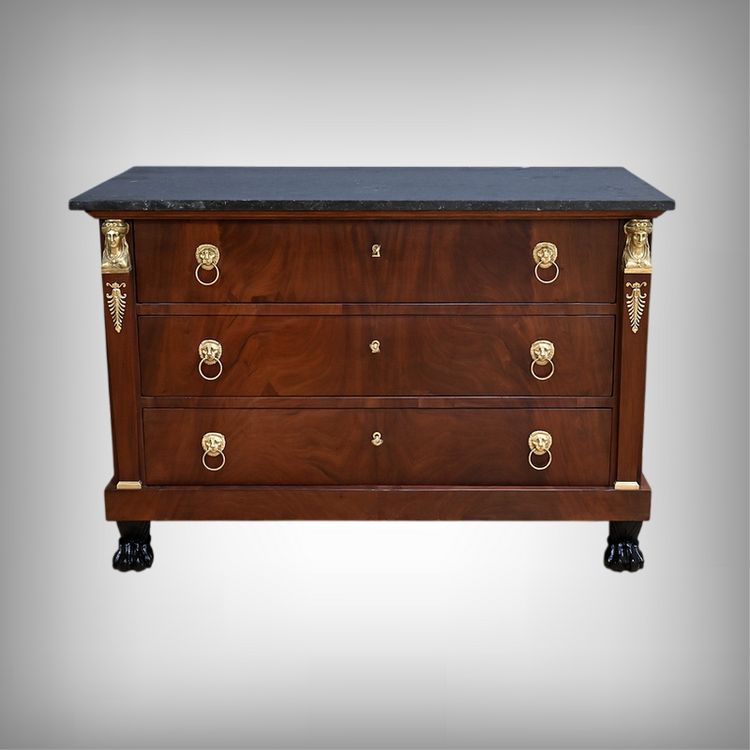 Commode Retour d’Égypte en Acajou de Cuba, époque Empire – Début XIXe