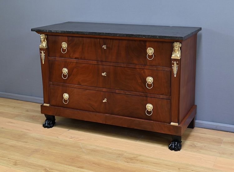 Commode Retour d’Égypte en Acajou de Cuba, époque Empire – Début XIXe