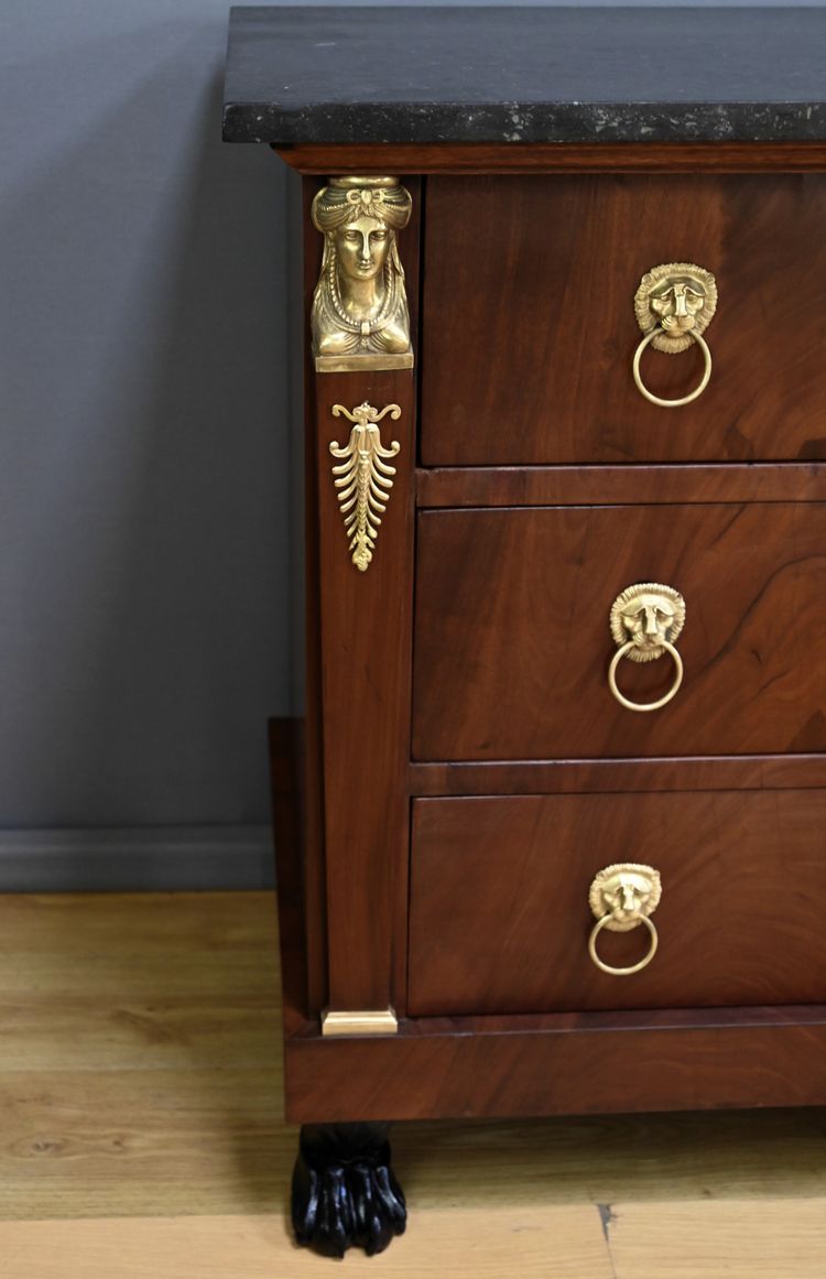 Commode Retour d’Égypte en Acajou de Cuba, époque Empire – Début XIXe