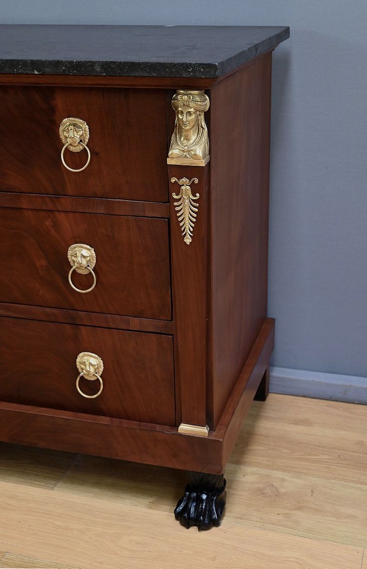 Commode Retour d’Égypte en Acajou de Cuba, époque Empire – Début XIXe