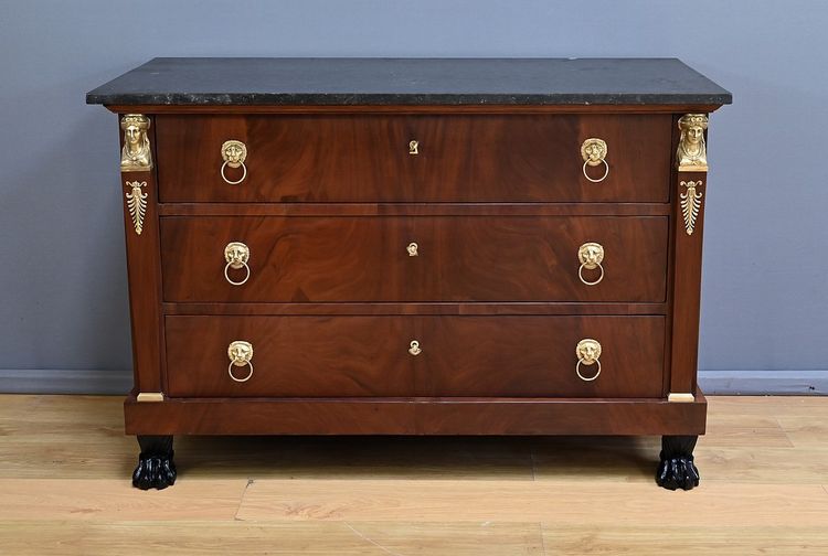 Commode Retour d’Égypte en Acajou de Cuba, époque Empire – Début XIXe