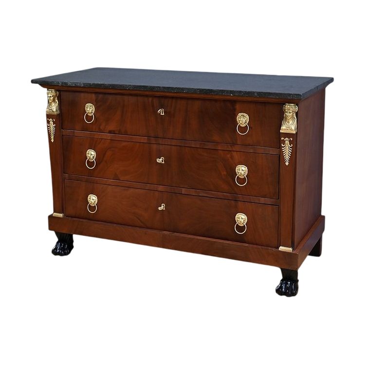 Commode Retour d’Égypte en Acajou de Cuba, époque Empire – Début XIXe