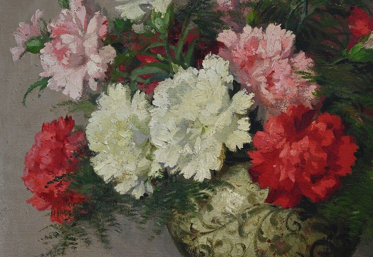 Gemälde „Nelken“ von M. Décamps – 1940
