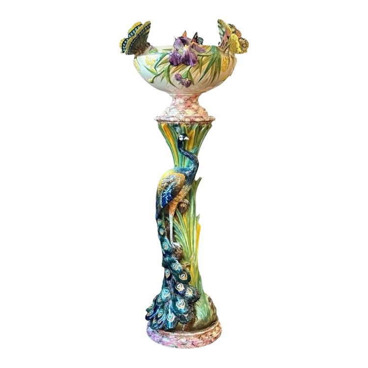 Delphin Massier Grand Complete Art Nouveau "Pavone e farfalle"