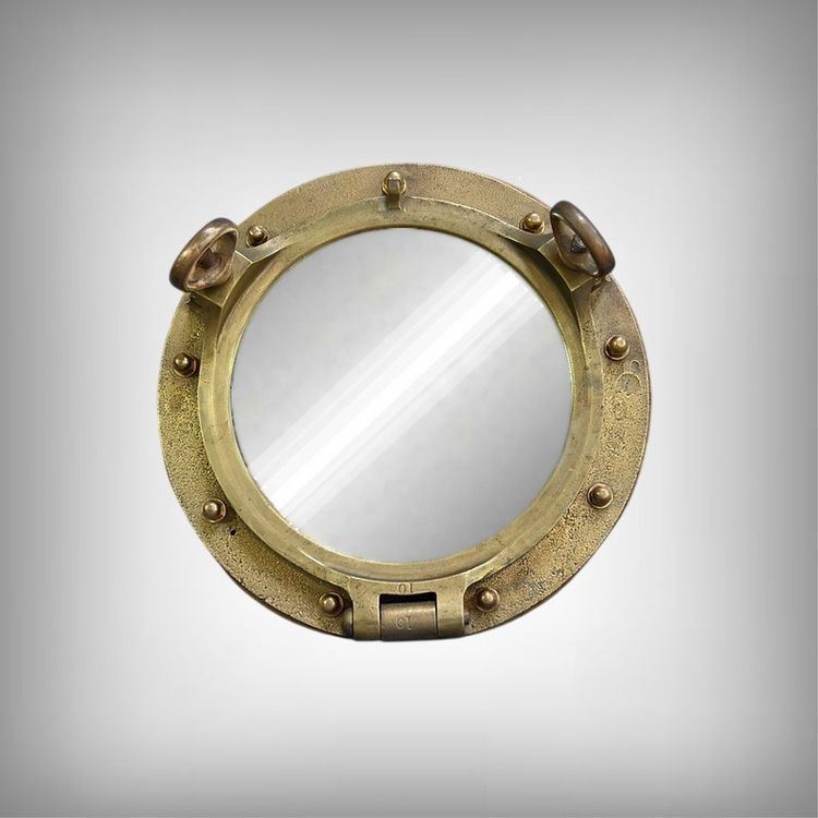 Miroir Hublot de Navire en Laiton – Début XXe