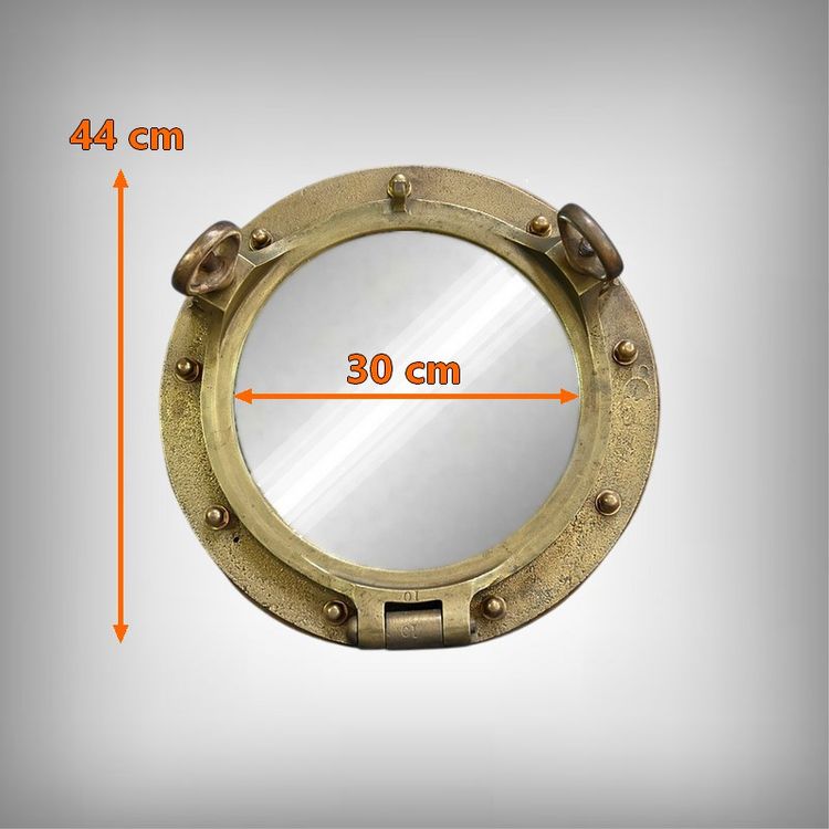 Miroir Hublot de Navire en Laiton – Début XXe