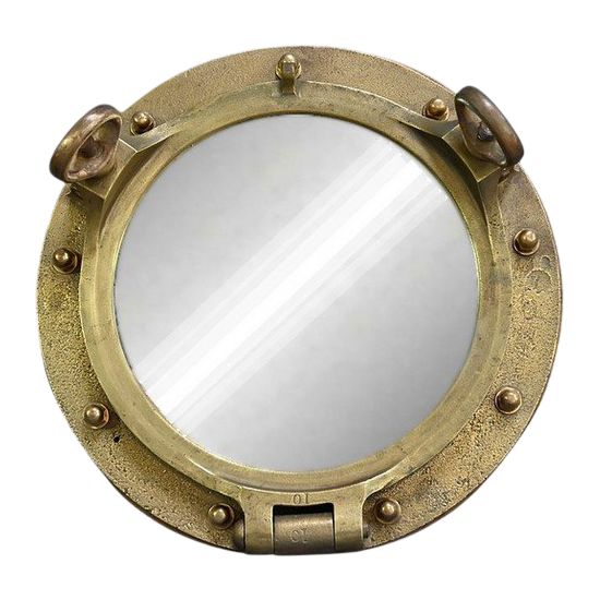 Miroir Hublot de Navire en Laiton – Début XXe