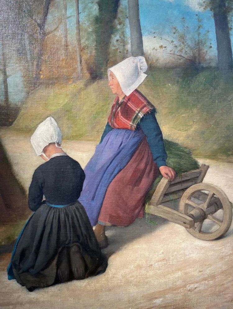 Painting by Felix PESCADOR-SALDAÑA - Breton Women in Front of the Cross