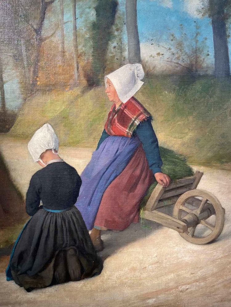 Painting by Felix PESCADOR-SALDAÑA - Breton Women in Front of the Cross