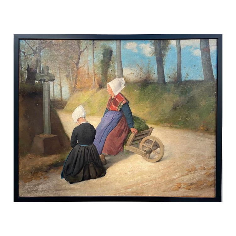 Painting by Felix PESCADOR-SALDAÑA - Breton Women in Front of the Cross