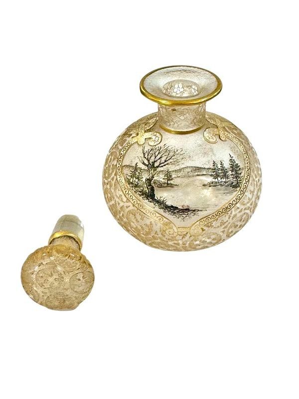 Daum Nancy Miniature Bottle "Lake Landscape"