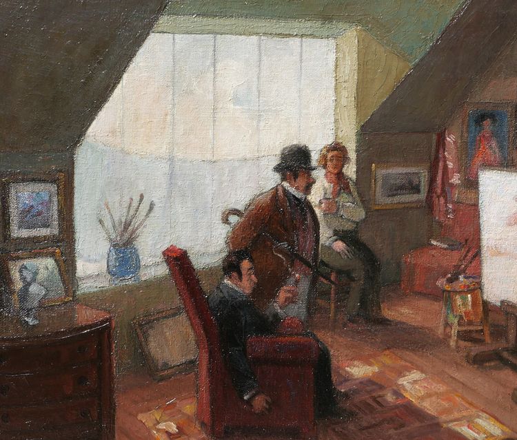 Pierre-René Germinet detto Pierre Germy, I Filistei, dipinto 1935 donna nuda umoristica caricatura