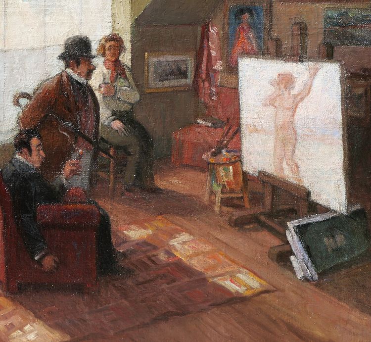 Pierre-René Germinet detto Pierre Germy, I Filistei, dipinto 1935 donna nuda umoristica caricatura