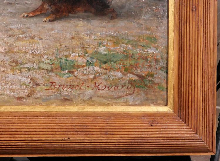 P.-A. Brunet-Houard 1827-1922 Zingari sbarcano con i loro animali in Bretagna, dipinto Salon 1873