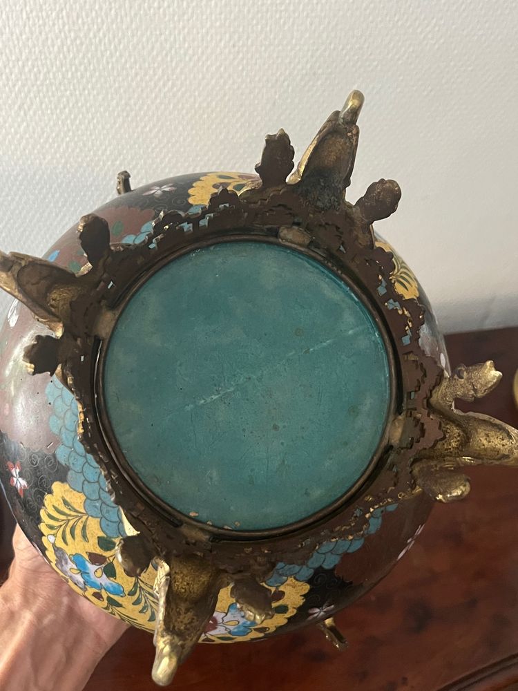 Cloisonné enamel and gilt bronze flowerpot, 19th century