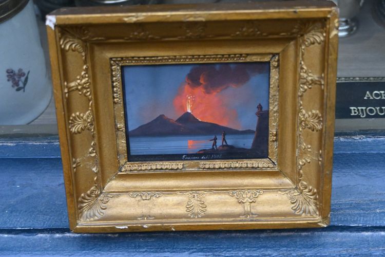 Neapolitan Gouache XIX eruption of Vesuvius