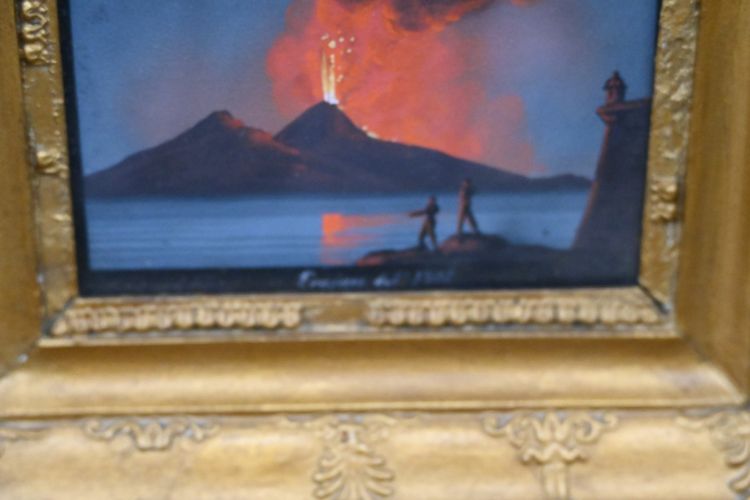 Neapolitan Gouache XIX eruption of Vesuvius