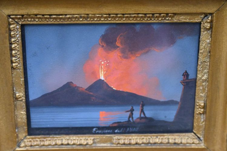 Neapolitan Gouache XIX eruption of Vesuvius