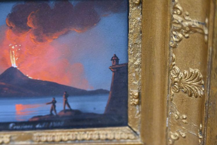 Neapolitan Gouache XIX eruption of Vesuvius