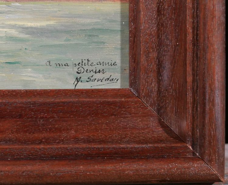M. Savidan 19-20e Paysage des côtes d'Espagne, effet du soir, 1922 tableau mer marine paysage