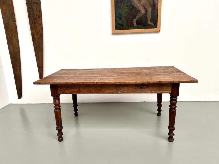 Small pine farmhouse table with turned legs