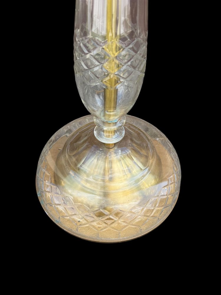 Lampadaire à 10 lumières en cristal de bohème , H : 1,95m