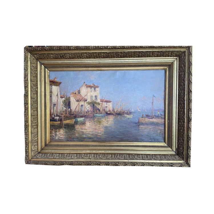 Oil on canvas signed Malfroy representing Martigues