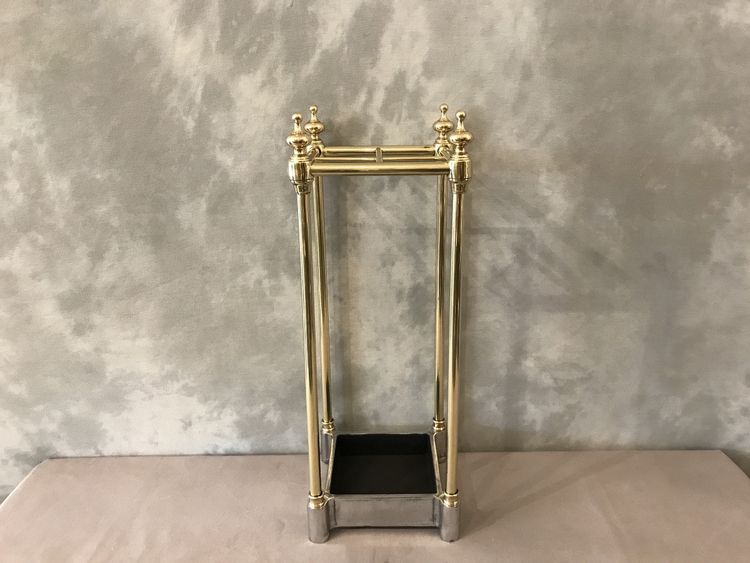 Porte parapluies ancien en laiton de forme carrée d'époque 19 ème 
