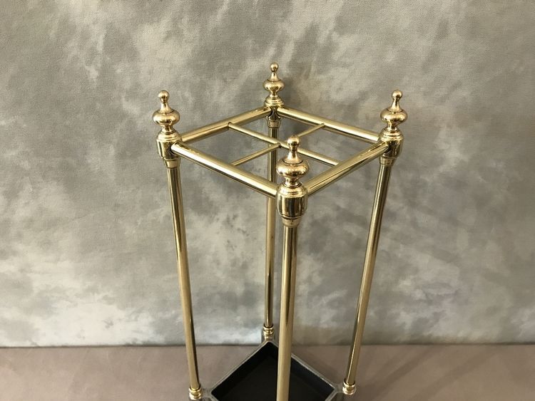Porte parapluies ancien en laiton de forme carrée d'époque 19 ème 