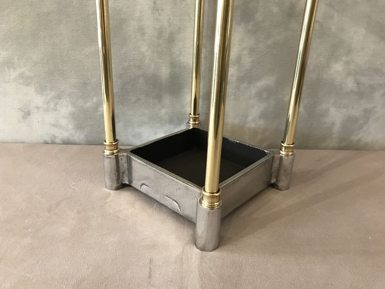 Porte parapluies ancien en laiton de forme carrée d'époque 19 ème 